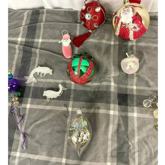 VTG 10X Christmas Ornaments Glass Koi Fish Apple Chandelier Santa Blown Icicle - Picture 3 of 16